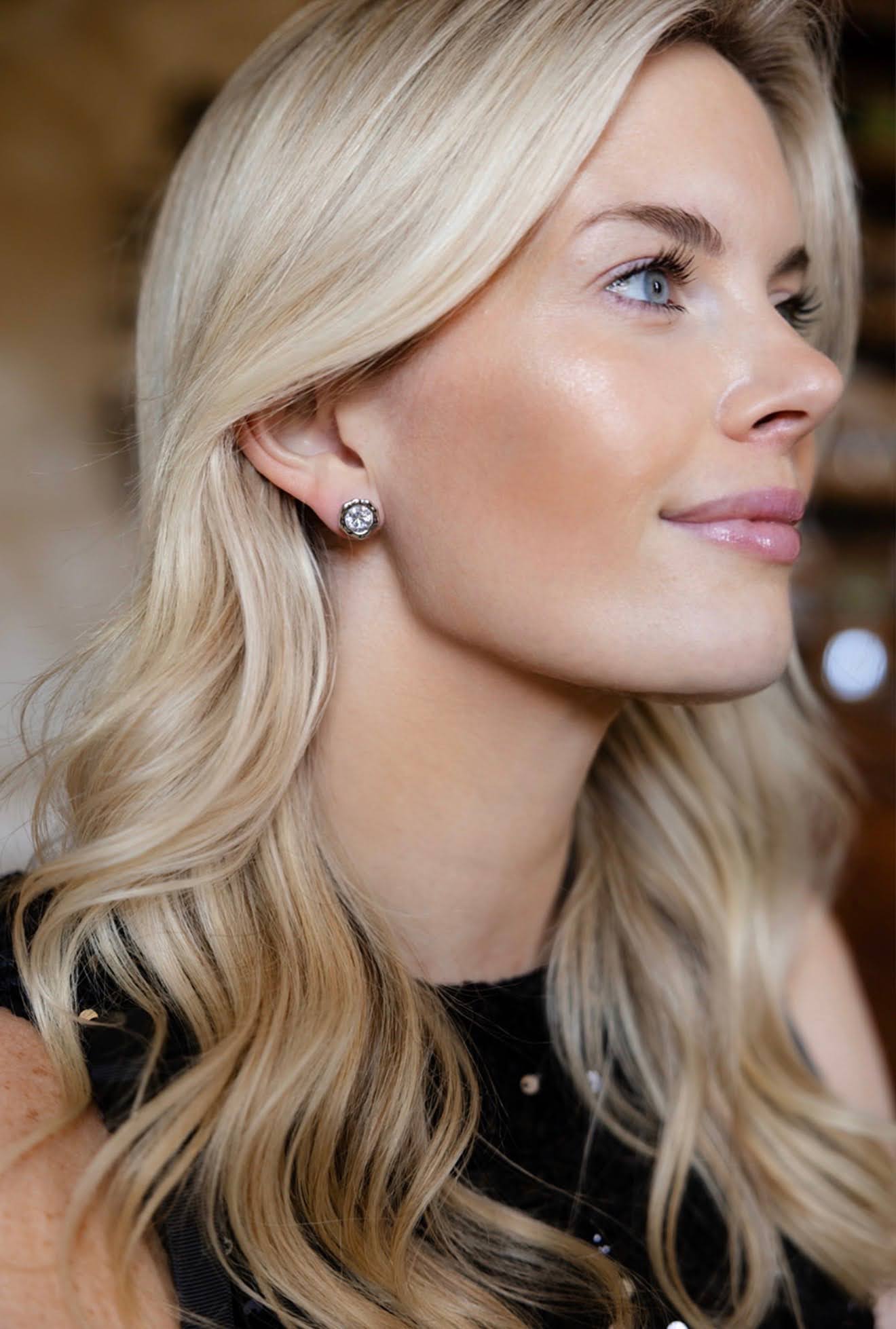 Margot - Bezel Textured Stud Earring - 18k Gold Plated- Darby Clark Collection - Glamourous Grace