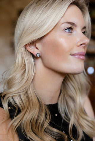 Margot - Bezel Textured Stud Earring - 18k Gold Plated- Darby Clark Collection - Glamourous Grace