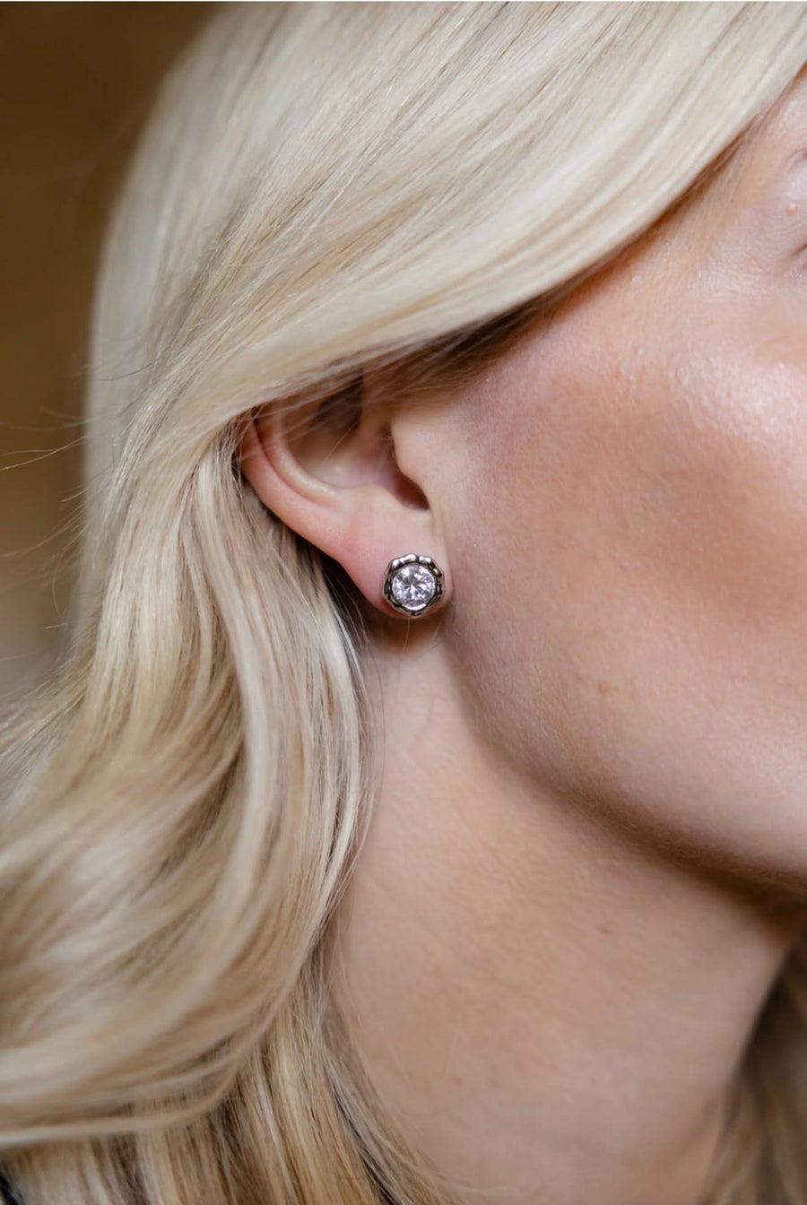 Margot - Bezel Textured Stud Earring - 18k Gold Plated- Darby Clark Collection - Glamourous Grace