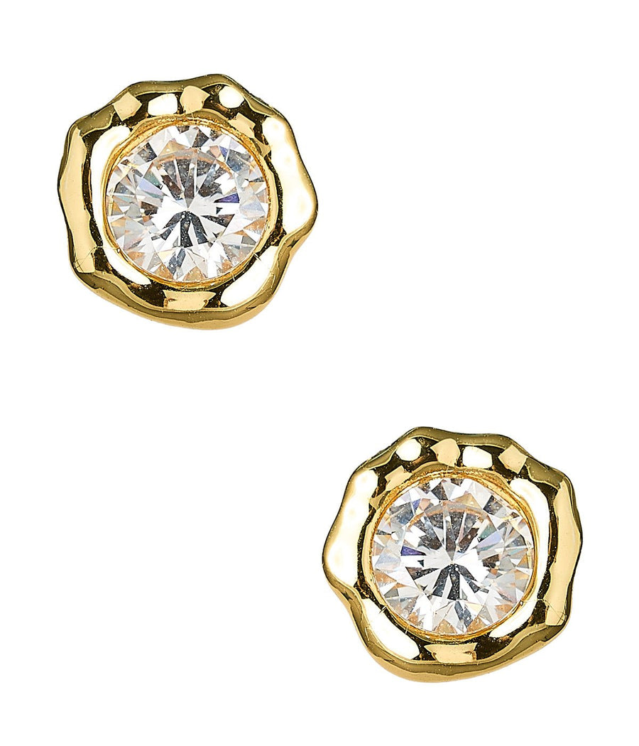 Margot - Bezel Textured Stud Earring - 18k Gold Plated- Darby Clark Collection - Glamourous Grace