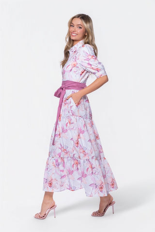 Marie Dress (Purple/Peach)