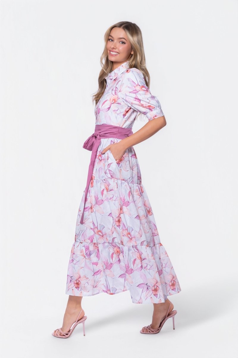 Marie Dress (Purple/Peach) - Glamourous Grace