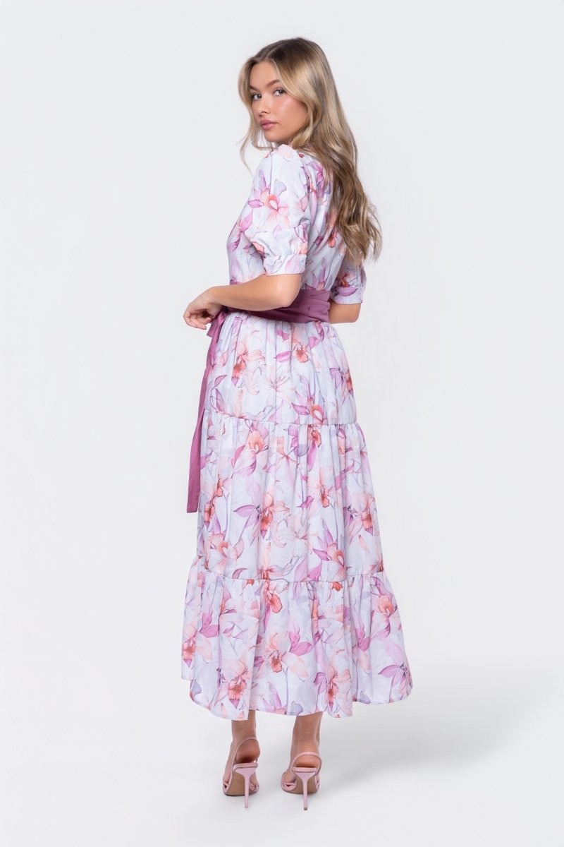 Marie Dress (Purple/Peach) - Glamourous Grace