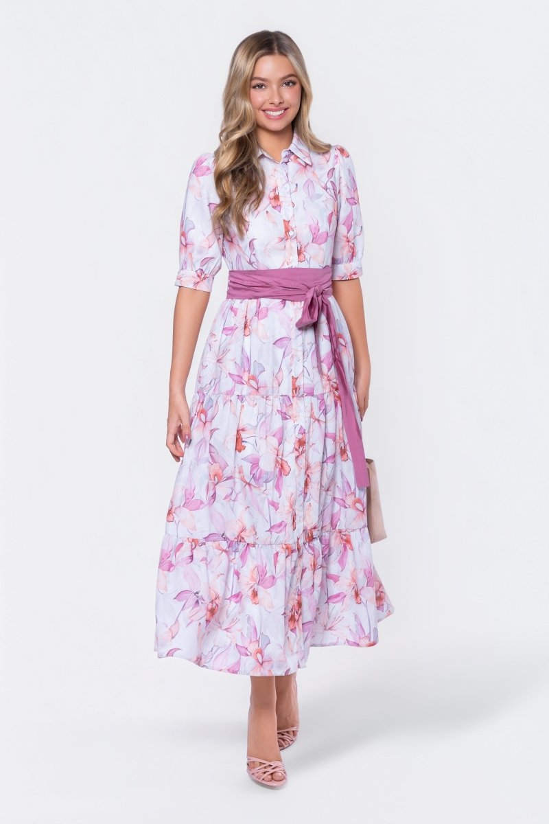 Marie Dress (Purple/Peach) - Glamourous Grace