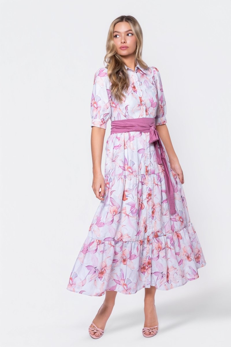 Marie Dress (Purple/Peach) - Glamourous Grace
