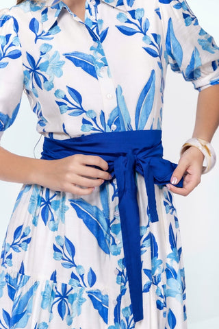 Marie Dress (White/Blue)