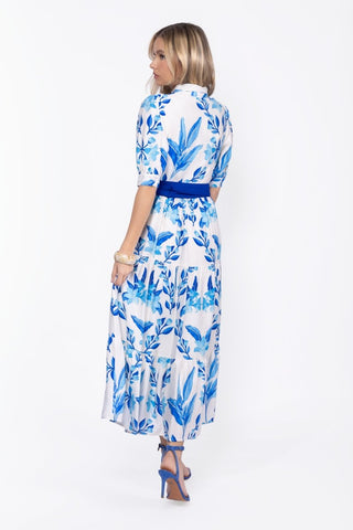 Marie Dress (White/Blue)