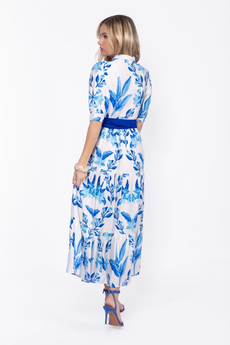 Marie Dress (White/Blue)