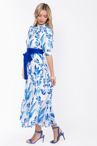 Marie Dress (White/Blue)