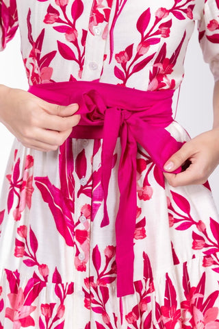 Marie Dress (White/Pink)