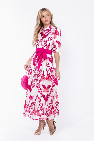Marie Dress (White/Pink)