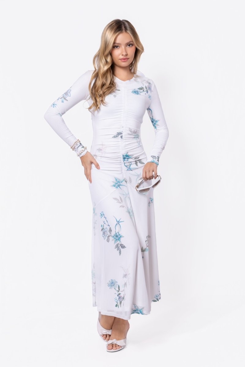 Mariella Dress (White/Green) - Glamourous Grace