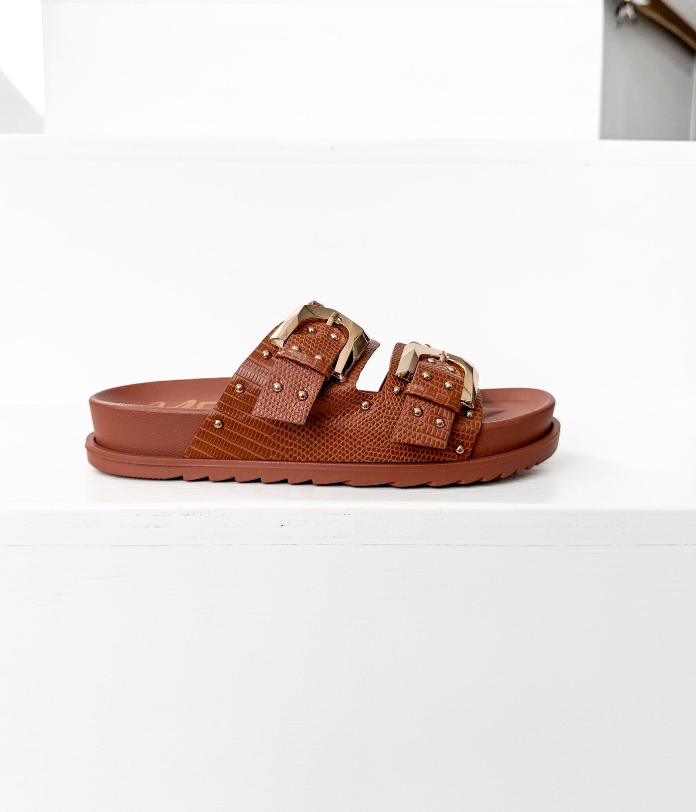 Marigold Sandal in Cognac - Glamourous Grace