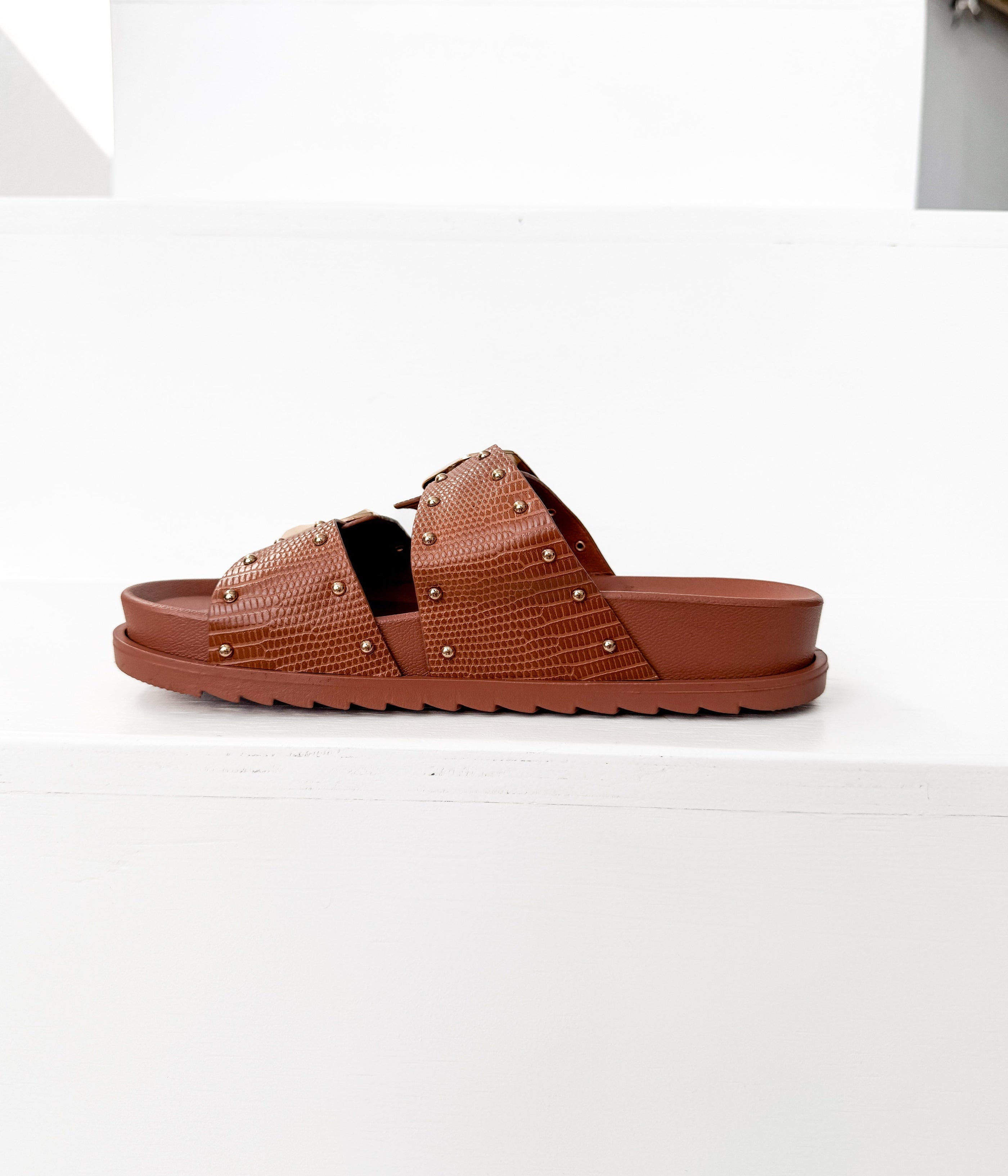 Marigold Sandal in Cognac - Glamourous Grace