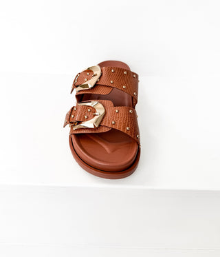 Marigold Sandal in Cognac - Glamourous Grace