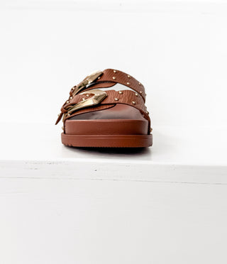 Marigold Sandal in Cognac - Glamourous Grace
