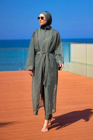 Khaki Full Coverage Mesh Kimono – Marina P2501-3
