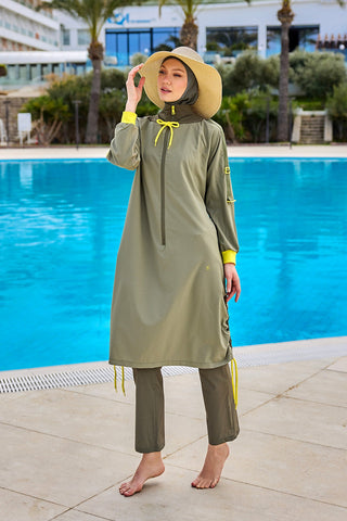 Khaki Full Coverage Swimwear Burkini Set M2524