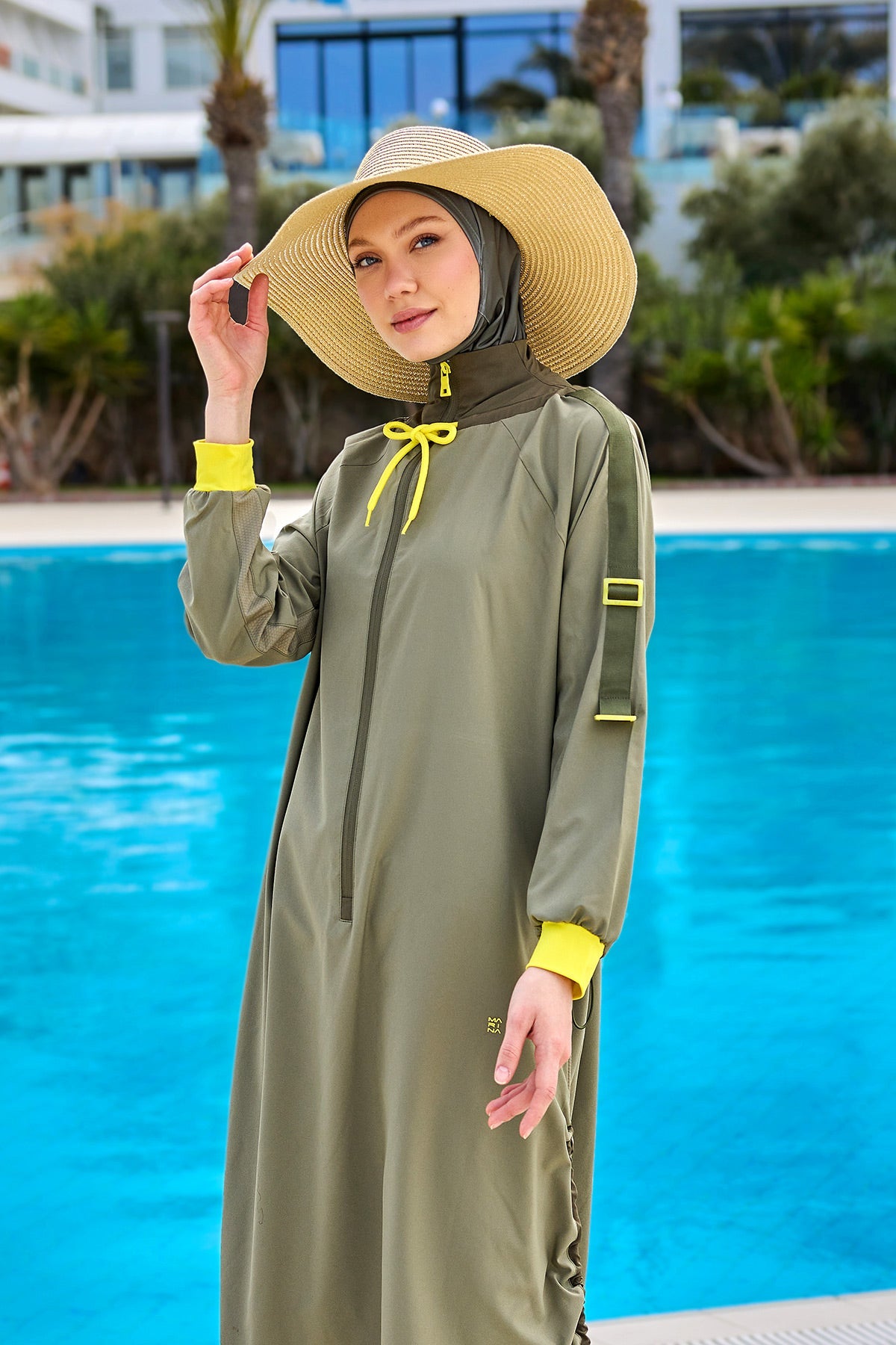 Khaki Full Coverage Swimwear Burkini Set M2524 - Glamourous Grace
