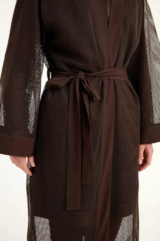 Brown Modest Full Coverage Mesh Kimono – Marina P2501-4 - Glamourous Grace