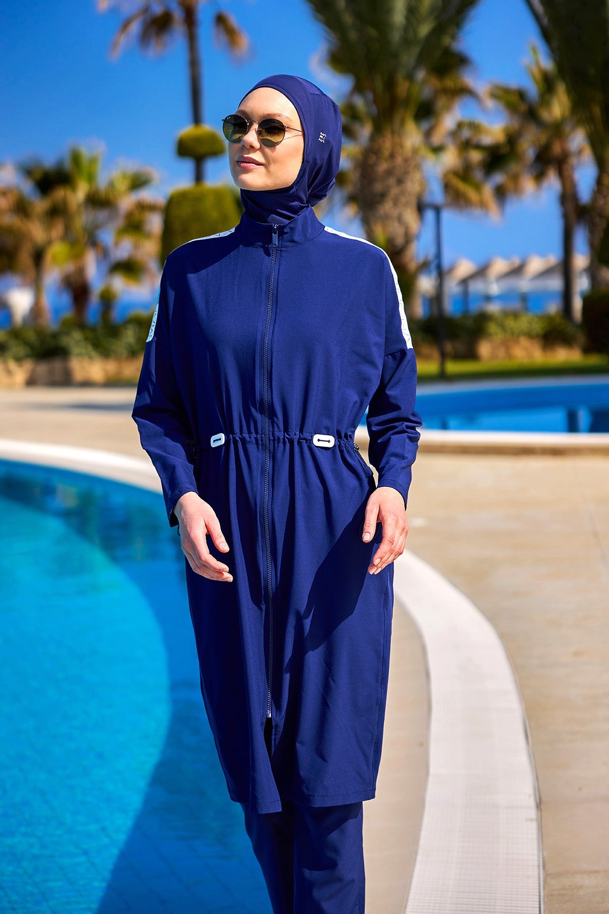 Navy Full Coverage Modest Swimwear Burkini Set M2507-2 - Glamourous Grace