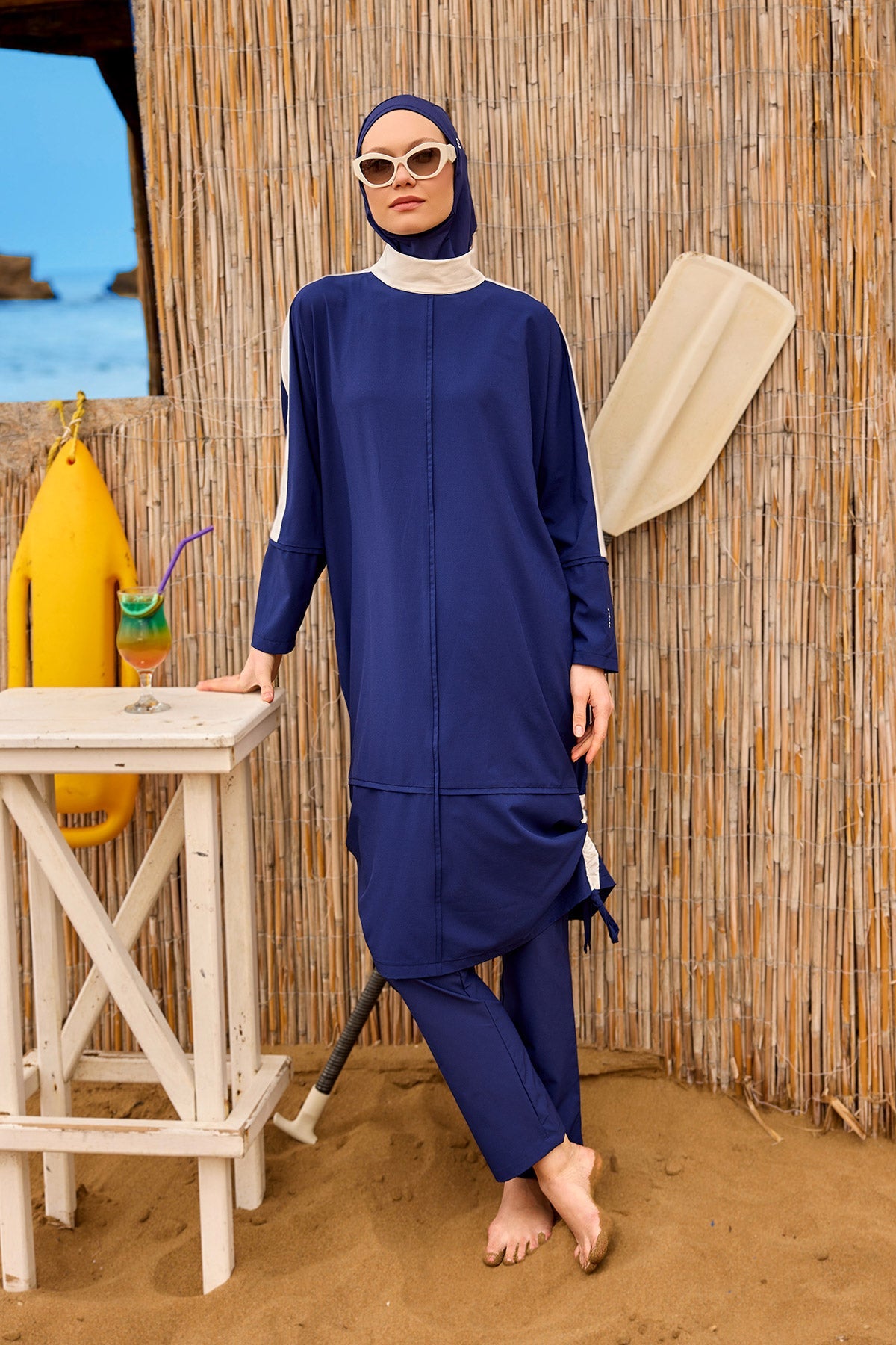 Navy Full Coverage Modest Swimwear Burkini Set M2521-2 - Glamourous Grace