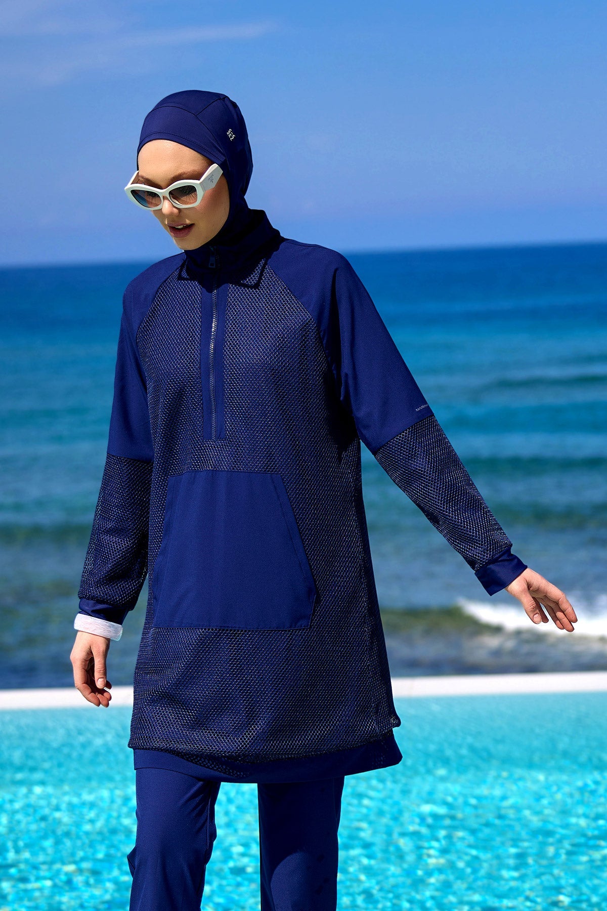 Navy Full Coverage Modest Swimwear Burkini Set M2534-2 - Glamourous Grace