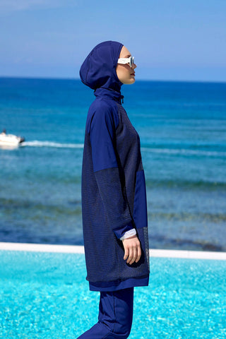 Navy Full Coverage Modest Swimwear Burkini Set M2534-2 - Glamourous Grace