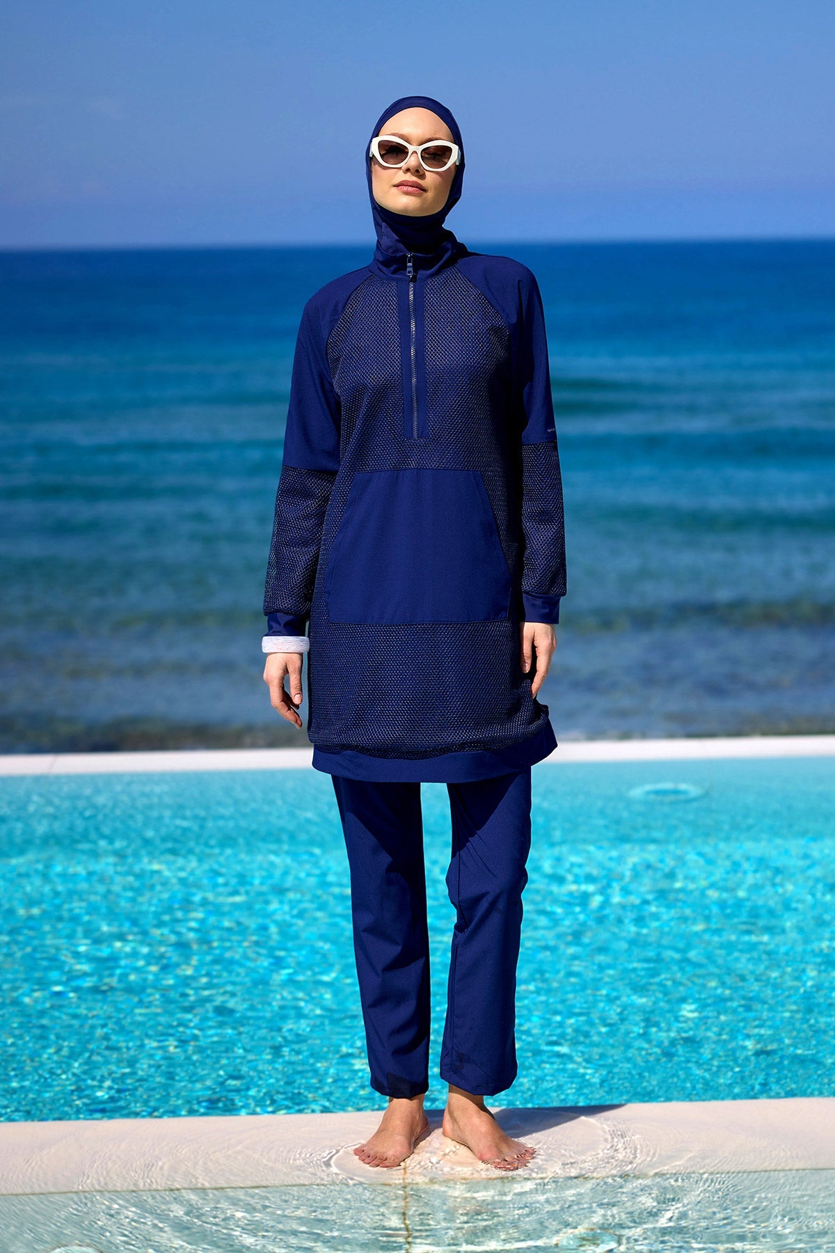 Navy Full Coverage Modest Swimwear Burkini Set M2534-2 - Glamourous Grace