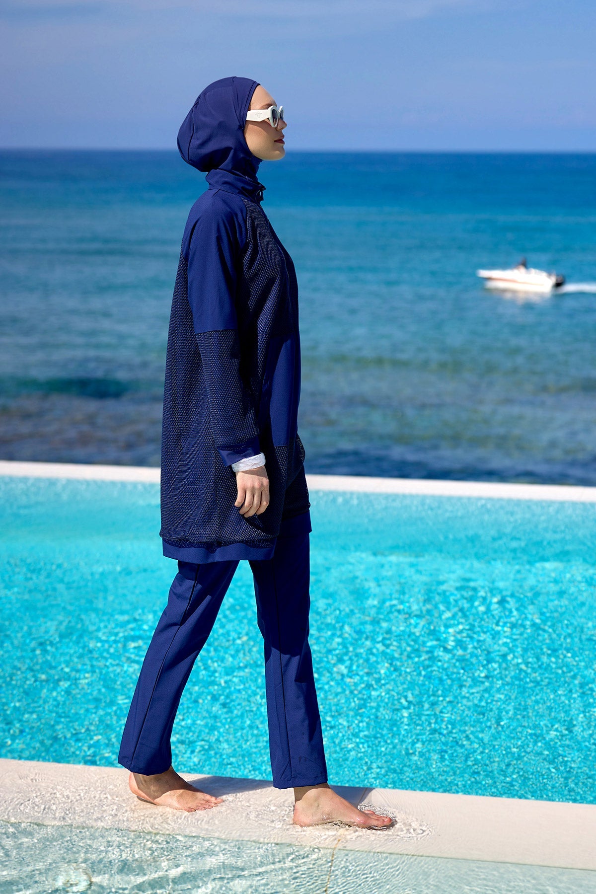 Navy Full Coverage Modest Swimwear Burkini Set M2534-2 - Glamourous Grace