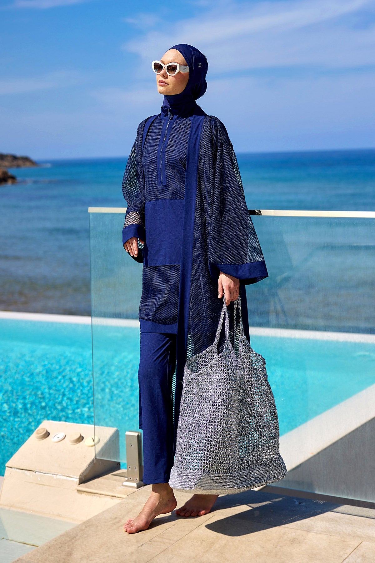 Navy Full Coverage Modest Swimwear Burkini Set M2534-2 - Glamourous Grace