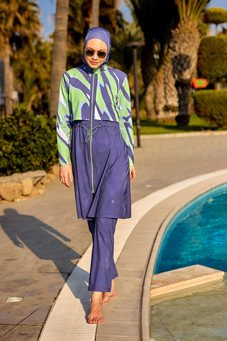 Marina Purple Full-Coverage Modest Swimsuit – M2509 - Glamourous Grace