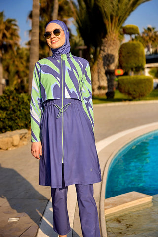 Marina Purple Full-Coverage Modest Swimsuit – M2509 - Glamourous Grace
