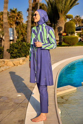 Marina Purple Full-Coverage Modest Swimsuit – M2509 - Glamourous Grace