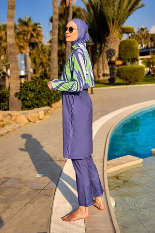 Marina Purple Full-Coverage Modest Swimsuit – M2509 - Glamourous Grace