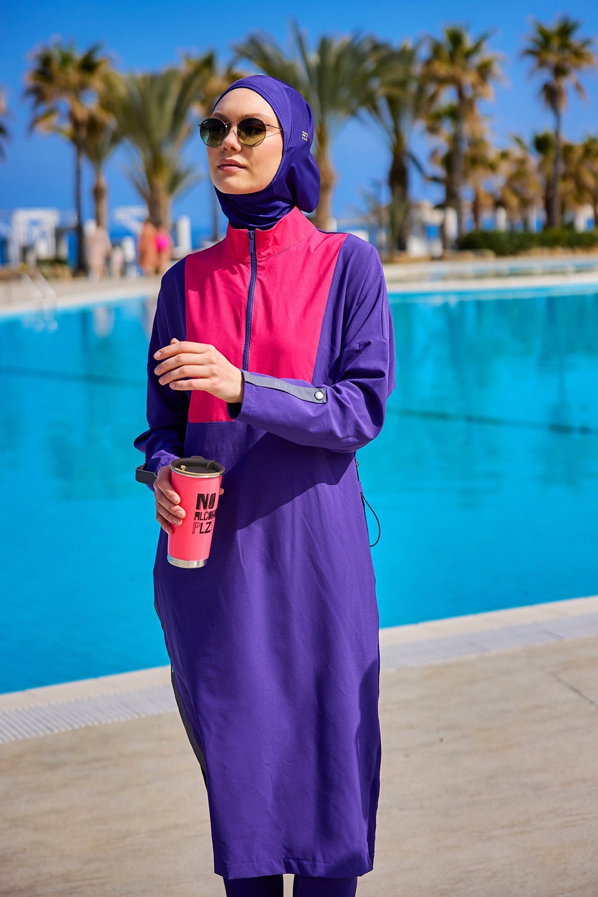 Purple Full Coverage Modest Swimwear Burkini Set M2527-2 - Glamourous Grace