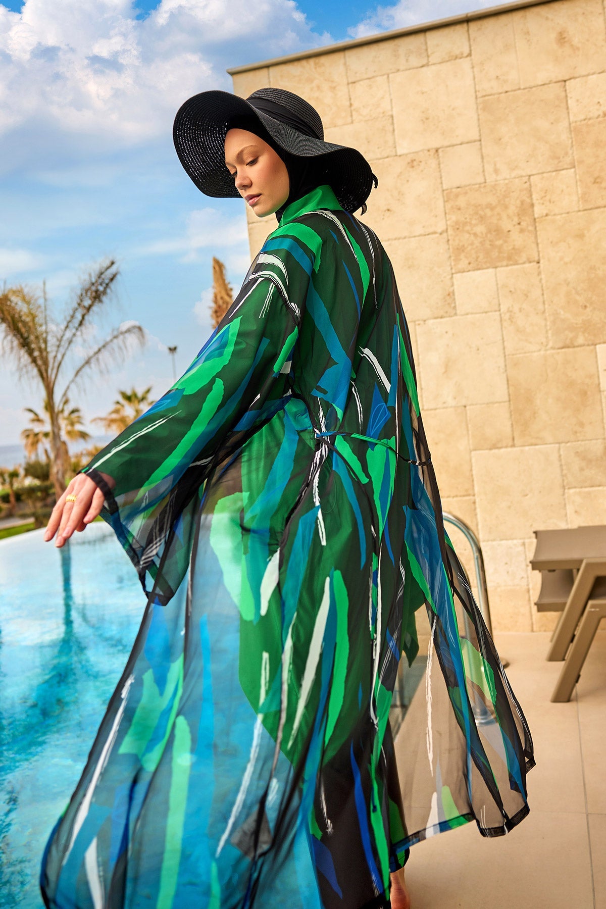 Silky Modest Full Coverage Kimono – Lightweight Elegant Swim Cover P2503-1 - Glamourous Grace