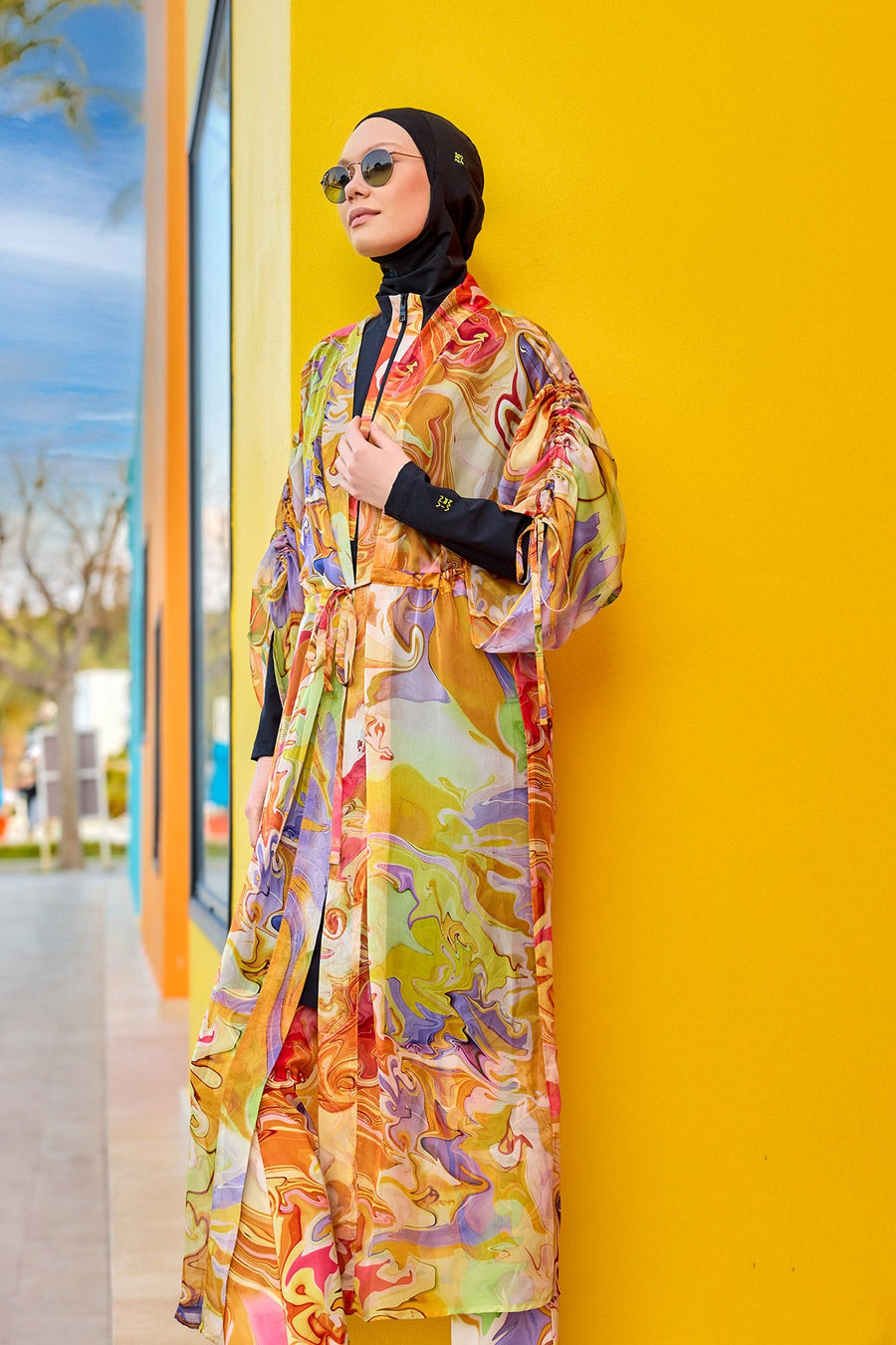 Silky Modest Full Coverage Kimono – Lightweight Elegant Beach Cover P2512 - Glamourous Grace