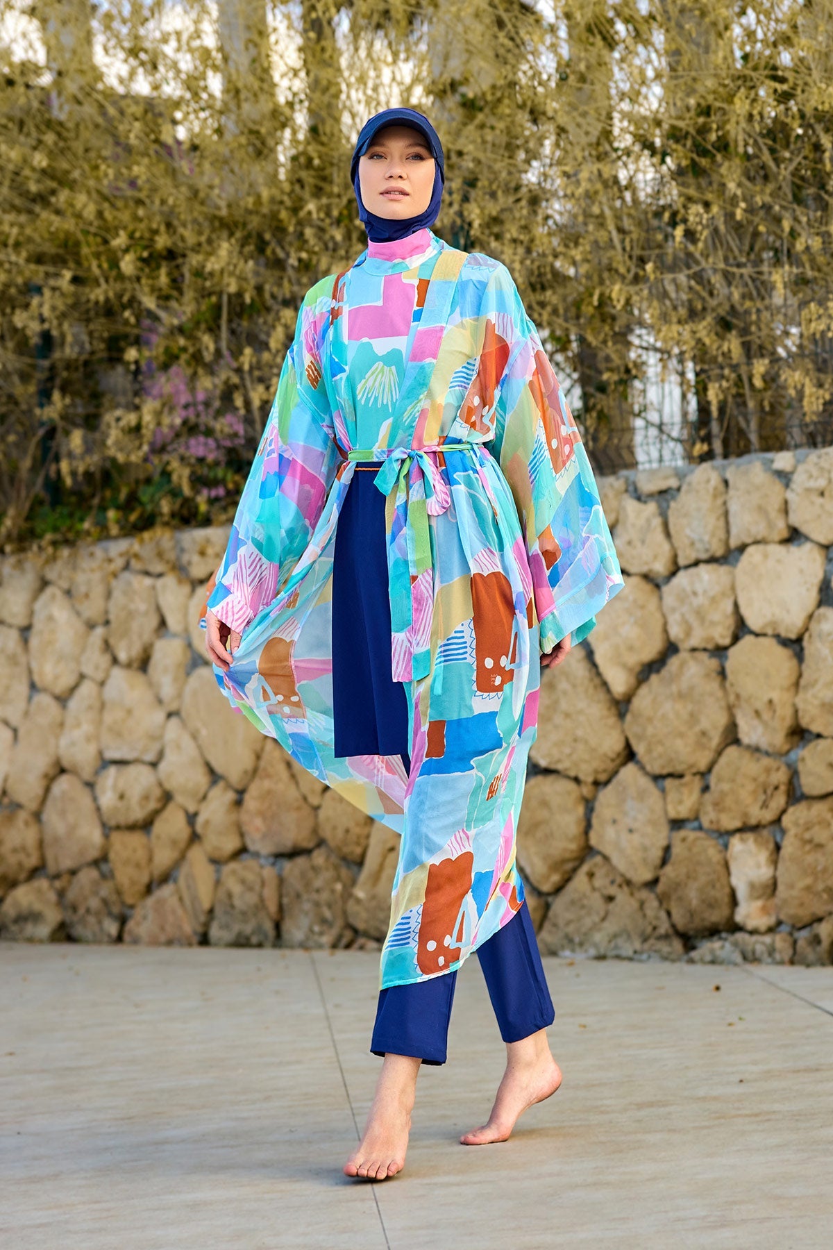 Silky Modest Full Coverage Kimono – Lightweight Elegant Beach Cover P2506 - Glamourous Grace