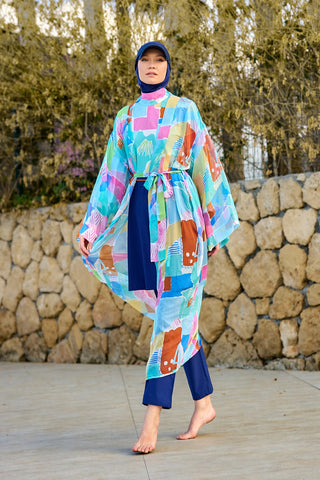 Silky Modest Full Coverage Kimono – Lightweight Elegant Beach Cover P2506 - Glamourous Grace