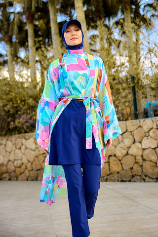 Silky Modest Full Coverage Kimono – Lightweight Elegant Beach Cover P2506 - Glamourous Grace