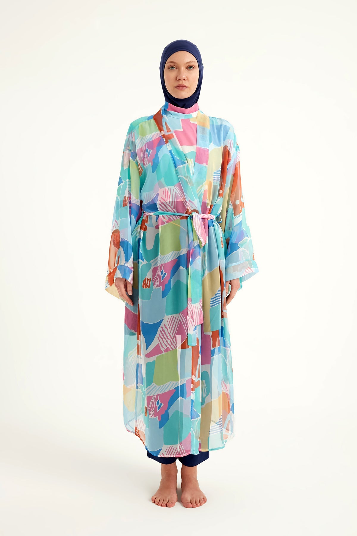 Silky Modest Full Coverage Kimono – Lightweight Elegant Beach Cover P2506 - Glamourous Grace
