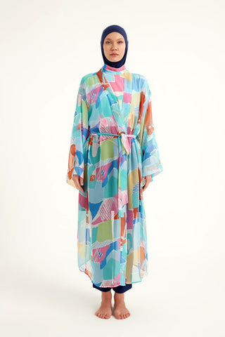 Silky Modest Full Coverage Kimono – Lightweight Elegant Beach Cover P2506 - Glamourous Grace