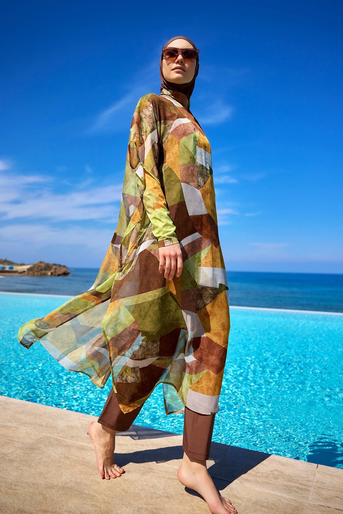 Marina Colorful Patterned Silky Pareo - P2513-1 - Glamourous Grace