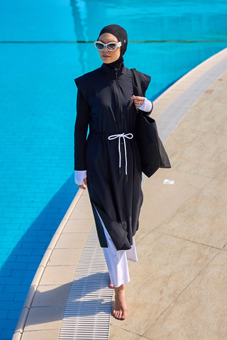 Black Full Coverage Islamic Swimwear Burkini Set M2501-2 - Glamourous Grace