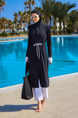 Black Full Coverage Islamic Swimwear Burkini Set M2501-2 - Glamourous Grace