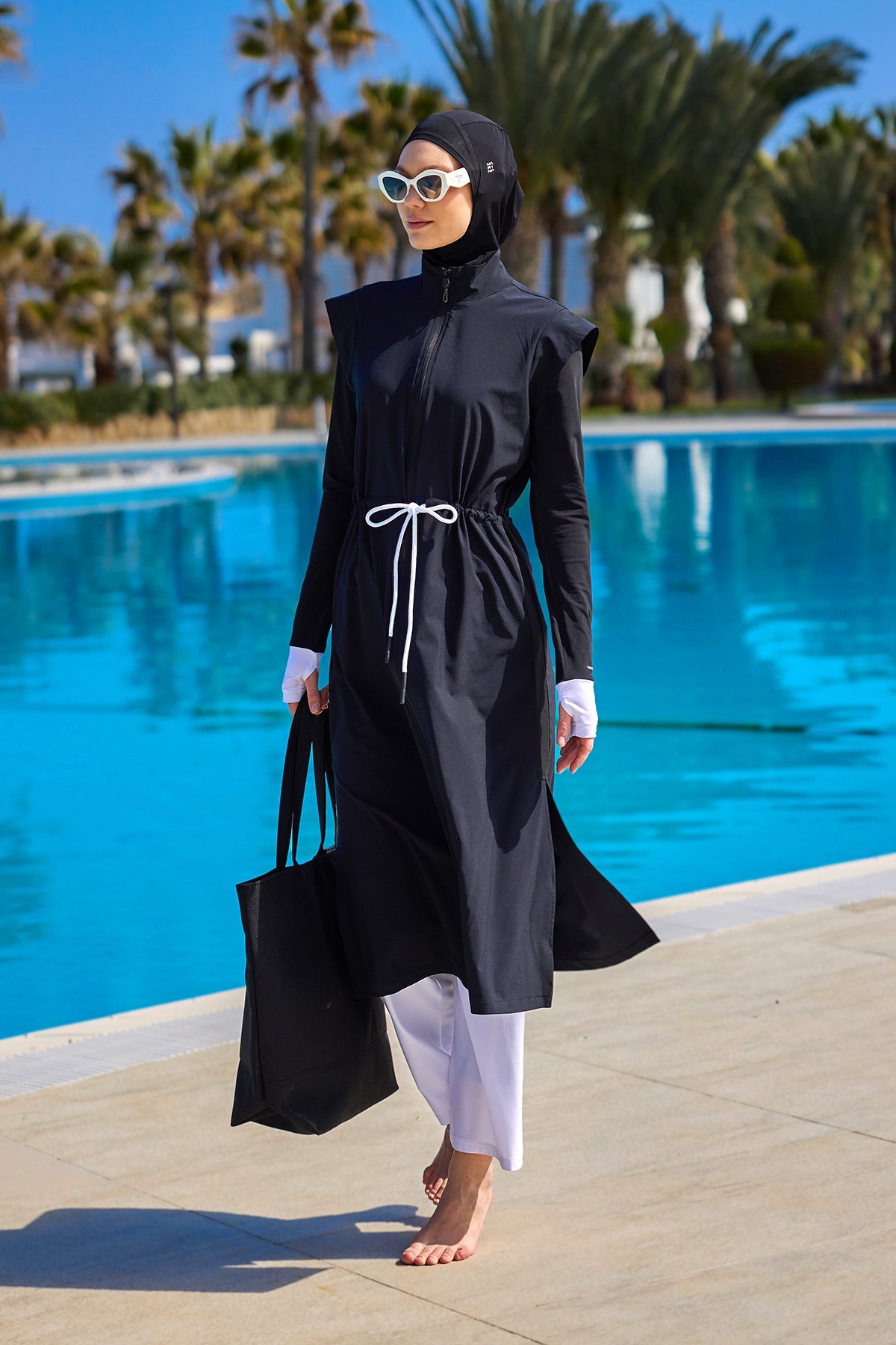 Black Full Coverage Islamic Swimwear Burkini Set M2501-2 - Glamourous Grace