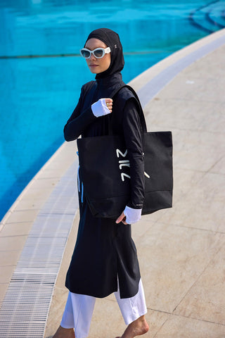 Black Full Coverage Islamic Swimwear Burkini Set M2501-2 - Glamourous Grace