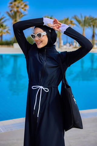 Black Full Coverage Islamic Swimwear Burkini Set M2501-2 - Glamourous Grace