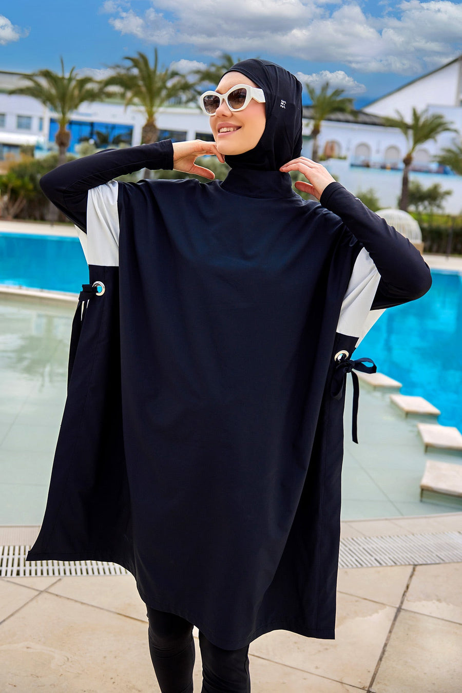 Black Burkini Set Full Coverage Modest Islamic Swimwear M2502 - Glamourous Grace